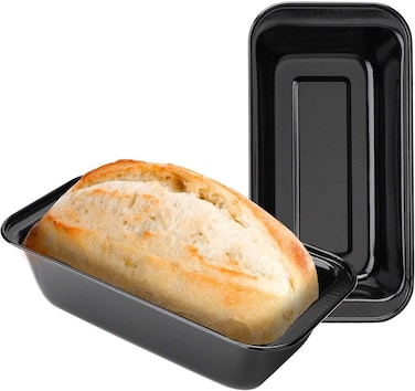 Loaf Pan for Baking Bread, Carbon Steel Non Stick Rectangular Bakeware Bread Mold Large Loaf Tin Pans Baking Tray for Oven Toast, Banana Cakes, Sourdough Lasagna, Meatloaf (Black)