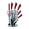 Prestige 8-piece knife set with acrylic stand    laser-cut rust-free stainless steel blade ( RED ) PR57540