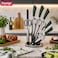 Prestige Kitchen Knife Set with Acrylic Knife Stand   Premium Kitchen Set with Clear Storage Block   Laser-cut Rust-free Stainless Steel Blade   PR50910 - Green