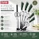 Prestige Kitchen Knife Set with Acrylic Knife Stand   Premium Kitchen Set with Clear Storage Block   Laser-cut Rust-free Stainless Steel Blade   PR50910 - Green