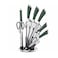 Prestige Kitchen Knife Set with Acrylic Knife Stand   Premium Kitchen Set with Clear Storage Block   Laser-cut Rust-free Stainless Steel Blade   PR50910 - Green