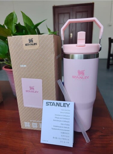IceFlow Stainless Steel Tumbler with Straw - Vacuum Insulated Water Bottle for Home, Reusable Cup with Straw Leakproof Flip - Cold for 12 Hours or Iced for 2 Days, 30 Oz (Pink)