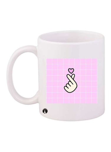 Hand Printed Mug White/Pink/Beige Standard Size
