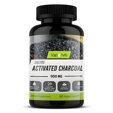 Laperva Gastro Activated Charcoal, 60 Veggie Capsules, 900 mg