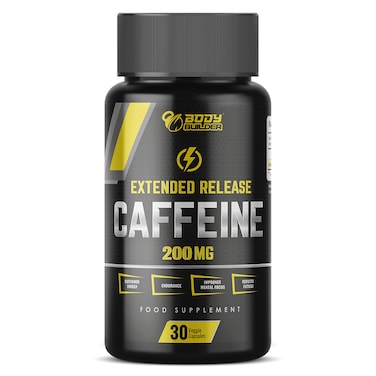 Body Builder Extended Release Caffeine, 30 Veggie Capsules, 200 mg