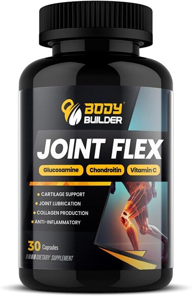 Body Builder Joint Flex, Advanced Joint Support Formula, Glucosamine, Chondroitin, Vitamin C Blend, Enhance Flexibility, Reduce Aches, 30 Capsules