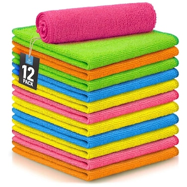 Microfiber Cleaning Cloth - Microfiber Towel For House Cleaning, Kitchen or Automotive Use, Highly Absorbent, 12 Pack