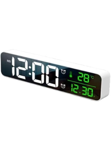 Digital Alarm Clock,Larger Display LED Music Digital Clock 40 ringtones,Smart Desk Clock with Date Month Temprature Displayed,3 Levels Adjustable Brightness for Living Room Office