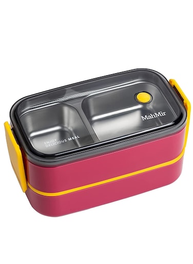 Stainless Steel Lunch Box Insulated Bento Box Multifunctional Containers Lunch Box Containers With 2 Compartments And Tableware 304 Stainless Steel 2 Compartments Lunch Box By MahMir (Red)