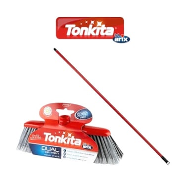 Tonkita Dual Indoor Broom with Stick - Double Efficiency for Ultimate Cleanliness