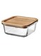 container with lid, square glass/bamboo600 ml