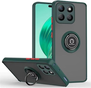 Honor X8b Case Cover Metal Ring Holder Grip Kickstand Car Magnetic Mount Shockproof Matte Hard Back Bumper Case for Honor X8B 2024 (Green)