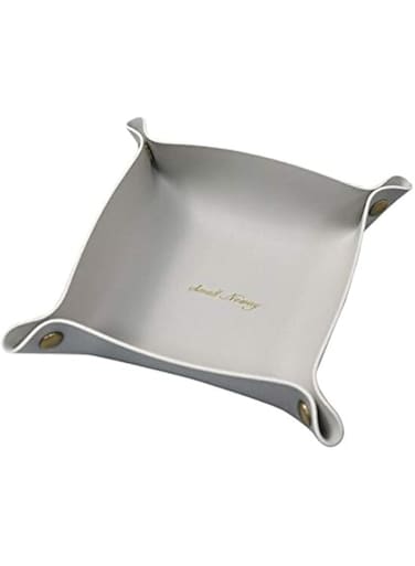 Storage Boxes &amp; Bins - Nordic PU Leather Desktop Storage Tray Key Plate Tray Key Simple Colorful Folding Jewelry Organizer Storage Box (gray 20X20cm)