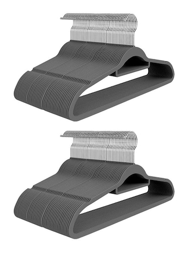 100- Piece Anti Slip Velvet Cloth Hanger Set Grey