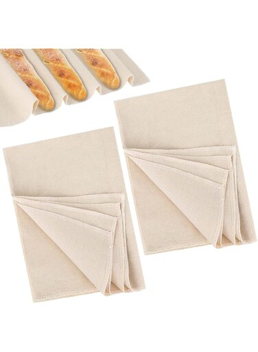 Angerico 2 Pieces Large Proofing Cloth for Bread Baking, Linen Cloth Reusable Bread Proofing Cloth, Thick Baking Bread Cloth for Rolling Dough, Baguettes, Loaves, Pastry, Homemade Bread (75x45cm)