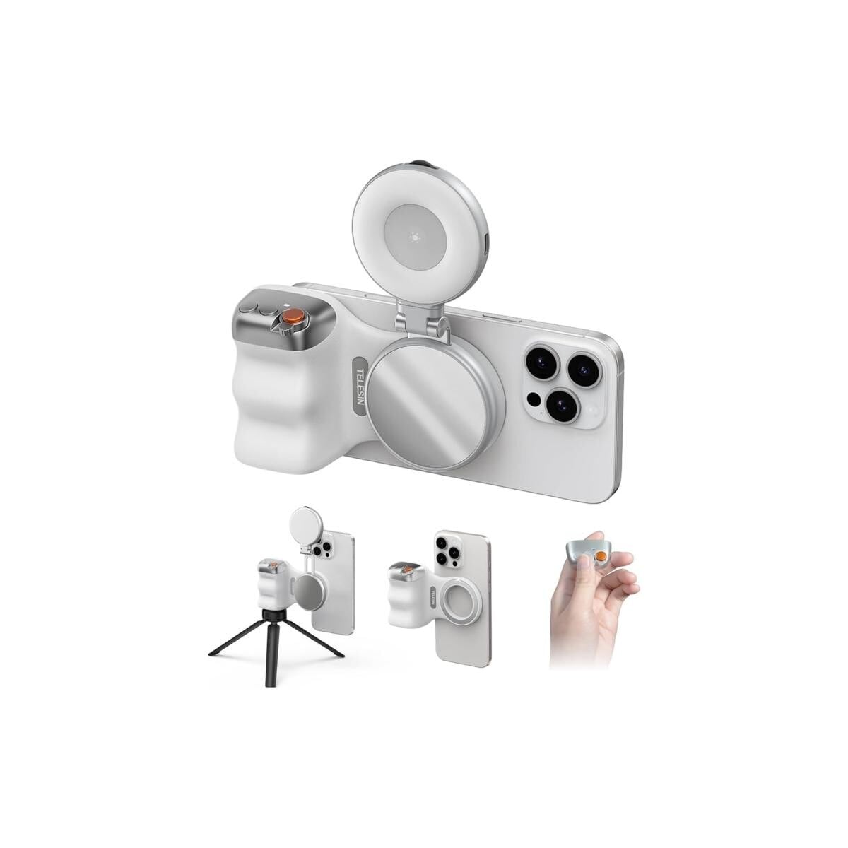 telesin Telesin Magnetic Phone Camera Grip With Selfie Ring Light