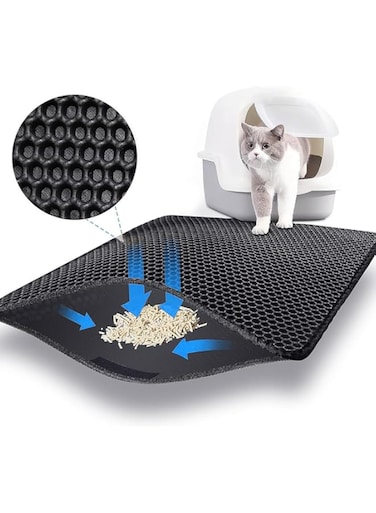 S2C Premium Cat Litter Mat, Cat Litter Matte Scatter Control, Cat Mat Waterproof Double Layer Honeycomb Design,Easy To Clean Cat Accessories for indoor cats (55 * 75)