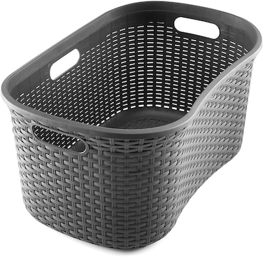 Addis 40L Rattan Laundry Basket Charcoal