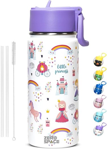ZeroSpace Water Bottle for Kids, 500ml Bottle for School, Stainless Steel Water Bottle for Kids, Double Wall Insulated Water Flask, BPA Free Steel Bottles (White)