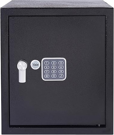 Yale Ysv/390/Db1 Large Value Safe, Digital Keypad, Led Light Indicators, 15 Mm Steel Locking Bolts, Emergency Override Key, Black Finish, 40 Litre Capacity