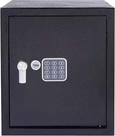 Yale Ysv/390/Db1 Large Value Safe, Digital Keypad, Led Light Indicators, 15 Mm Steel Locking Bolts, Emergency Override Key, Black Finish, 40 Litre Capacity