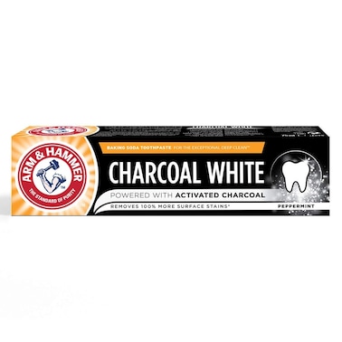 Arm &amp; Hammer Charcoal White Toothpaste With Activated Charcoal For Stain Removal 75ml