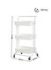 3-Tier Utility Cart Rolling Storage Shelf With Handles 2 Lockable Wheels White 86x42x30centimeter