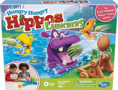 Hasbro Gaming Hungry Hungry Hippos Launchers Game For Kids Ages 4 and Up, Electronic Pre-School Game For 2-4 Players