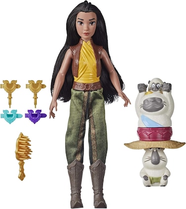 Disney Princess Raya and The Last Dragon Strength and Style Set Fashion Doll,Hair Twisting Tool,Hair Clips,Toy For 5 Year Old Kids and Up