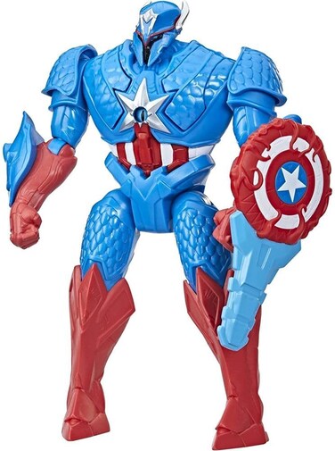 Marvel Avengers Mech Strike Monster Hunters Hunter Suit Captain America Toy, 8 Inch Scale Deluxe Action Figure, Toys For Kids Ages 4 and Up, Multi Color