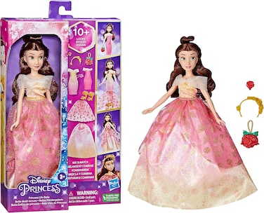 Disney Princess Life Belle Fashion Doll, 10 Outfit Combinations, Toy For Kids 3 Years Old and Up, F4625