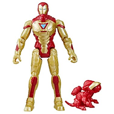 Marvel Mech Strike Mechasaurs Iron Man Action Figure, 4-Inch, With Weapon Accessory, Marvel Toys For Kids Ages 4 And Up
