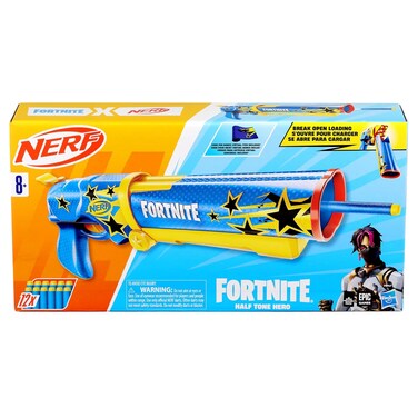 NERF Fortnite Half Tone Hero Dart Blaster With 12 Darts
