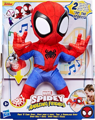 Marvel Spidey and His Amazing Friends Dance 'N Crawl Spidey, Interactive Plush Toy with Music &amp; Sounds, Super Hero Toys for Kids 3 and Up

