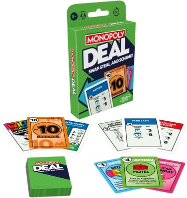 Monopoly Deal Card Game , Quick-Playing Card Game , Fun Games For Families and Kids , Ages 8 and Up , 2 To 5 Players , 15 Mins. , Travel Games