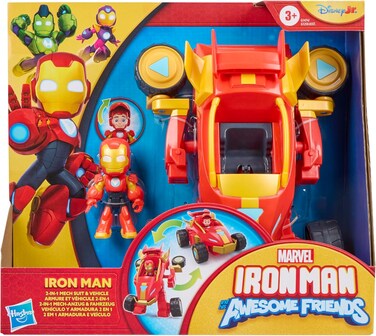 Marvel Iron Man And His Awesome Iron Man 2-In-1 Mech Suit And Vehicle Playset (7.6 cm)