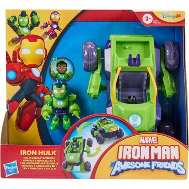 Marvel Iron Man And His Awesome Friends Iron Hulk 2-In-1 Mech Suit &amp; Vehicle Playset (7.6 cm)