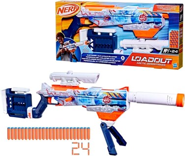 Nerf Loadout ARCtic Zerostriker Blaster, 4 InteRChangeable Attachment Accessories, 24 Nerf N1 Darts, 6 Dart Internal Clip, Kids Toys &amp; Gifts, Ages 8+