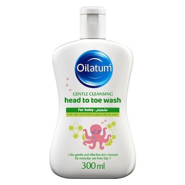 Oilatum Gentle Cleansing Head To Toe Baby Wash For 0+ Months Infant With Dry &amp; Eczema Prone Skin 300ml