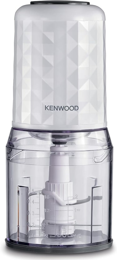 KENWOOD Chopper 400W Electric Food Chopper with 500ml Bowl, Dual Speed, Stainless Steel Quad Blade, Rubber Lid, Ice Crush Function CHP40.000WH White