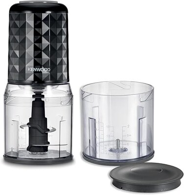 Kenwood Chopper 400W Electric Food Chopper with 2 x 800ml Bowl, Dual Speed, Stainless Steel Quad Blade, Rubber Lid, Ice Crush Function CHP40.500BK Black
