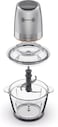 KENWOOD Glass Chopper 500W Electric Food Chopper with 1.2L Glass Bowl (600ml working capacity), Dripper Pro, Quad Blade, Storage Lid, Dual Speed, Spatula, Ice Crush Function CHP62.400SI Silver