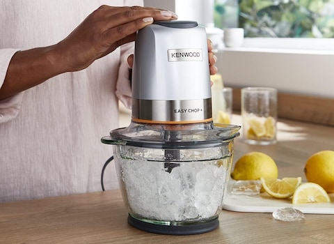KENWOOD Stainless Steel Chopper 500W Electric Food Chopper with 1.2L SS Bowl (600ml working capacity), Dripper Pro, Quad Blade, Storage Lid, Dual Speed, Spatula, Ice Crush Function CHP62.700SI Silver