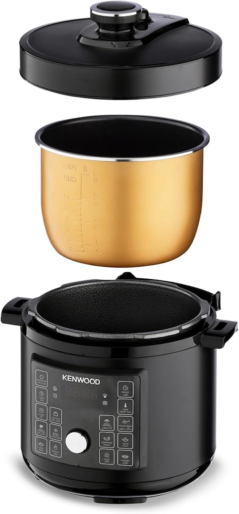 KENWOOD Electric Pressure Cooker 6L Smart Steam Pot 16-in-1 Multifunctional Programmable Multicooker, Steamer, Rice Cooker, Slow Cooker, Saute Pot, Soup, Yogurt, Cake &amp; More PCM90.000BK Black