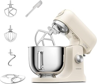 Kenwood Stand Mixer Kitchen Machine KMix 1000W with 5L Stainless Steel Bowl, K-Beater, Whisk, Dough Hook, Splashguard, Spatula, Unique Fold Function, Smart Speed Control KMX751ACR Calm Cream