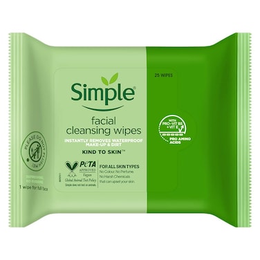 Simple Kind to Skin Cleansing Facial Wipes, 25 Count (Pack of 6)