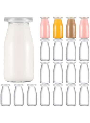 FUFU 20PCS Yoghurt Jars pudding Jar with Lid Glass Container With Lid For Milk Jams Jelly Mousse Yogurt 100ml