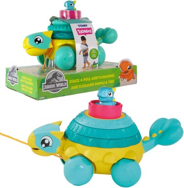لعبة تومي توميز جوراسيك وورلد ستاك آند بول أنكيلوصور - لعبة ممتعة وجذابة للعب الخيالي، مثالية للأطفال الصغار والأطفال، تشجع على التعلم والتطور