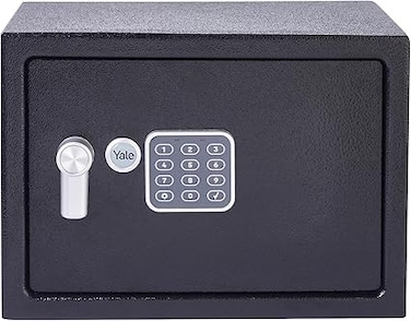 Yale, Electronic Safe Medium with Digital Keypad LED Light Indicators and Emergency Override Key 16.32 Litre Capacity 25 x 35 x 25 cm, Black Finish, YSV/250/DB2