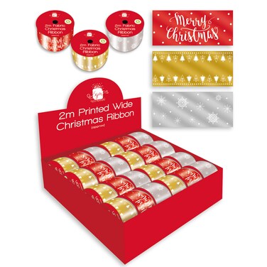 Giftmaker 2m Printed Wide Christmas Ribbon